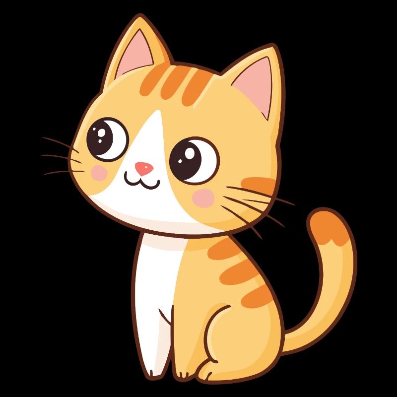 Kawaii orange kitten sitting with mischievous smile