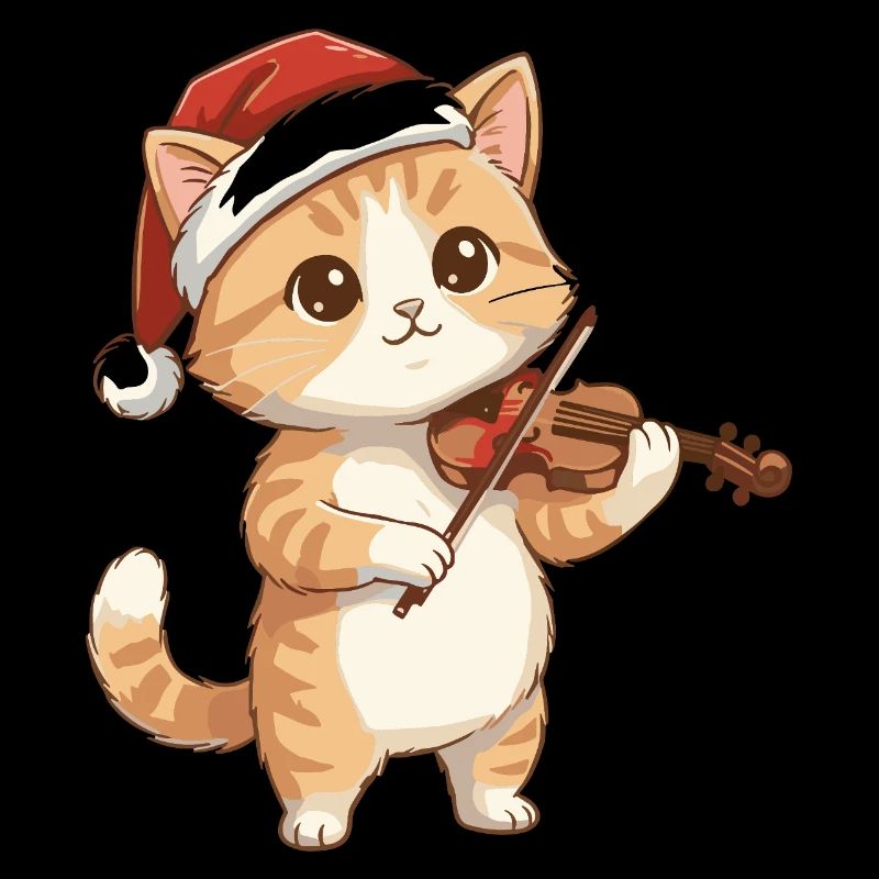 Chaton de Noël jouant du violon