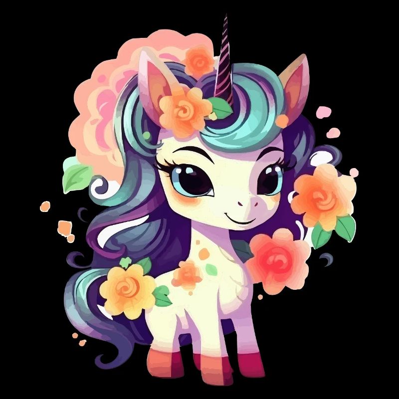 Licorne pastel avec couronne de fleurs