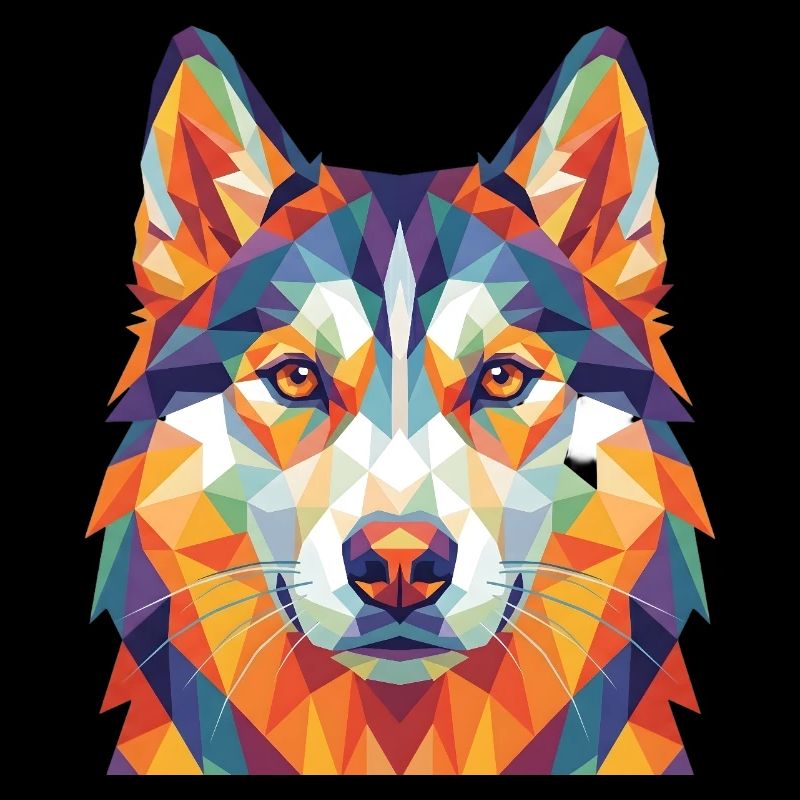 Colorful Geometric Husky Head Pop Art