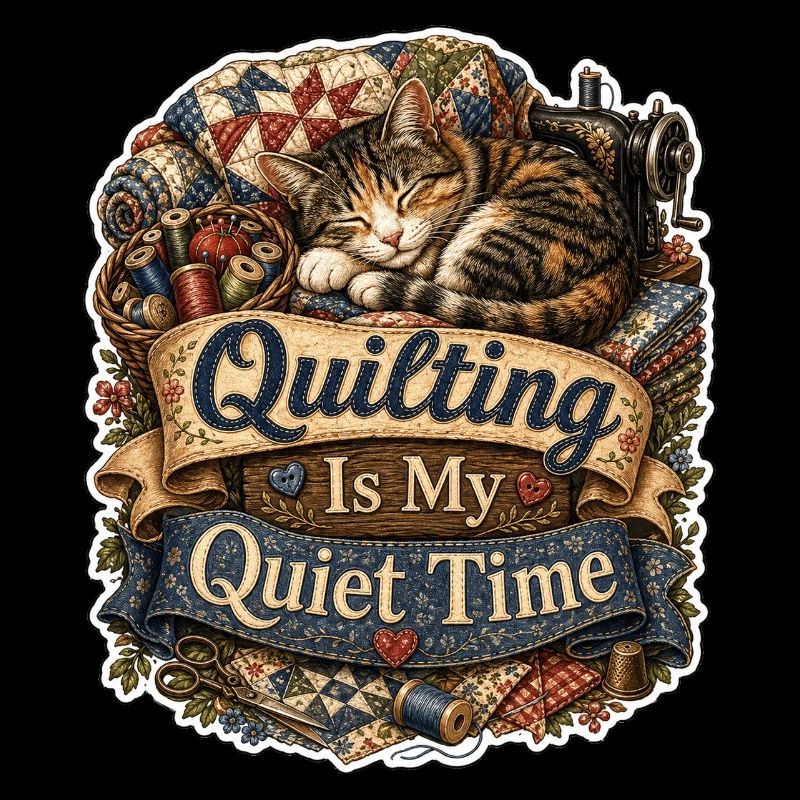 Quilting Is My Quiet Time Cat
