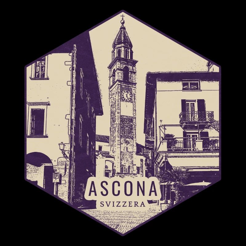 Ascona Clock Tower Vintage Badge