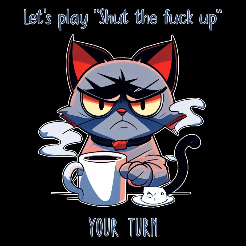 Grimmige Katze Kaffee Sarkasmus Spruch