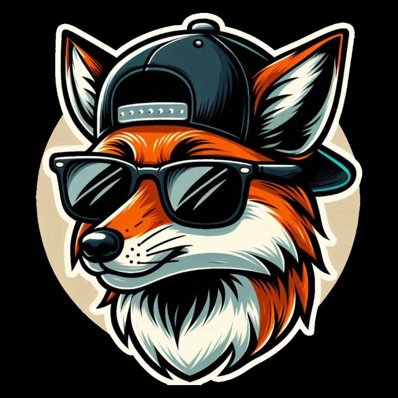 Fox with sunglasses and cap
