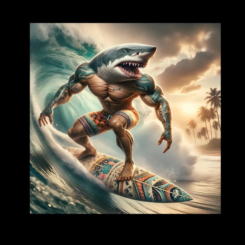 Surfer Shark Design Créatif