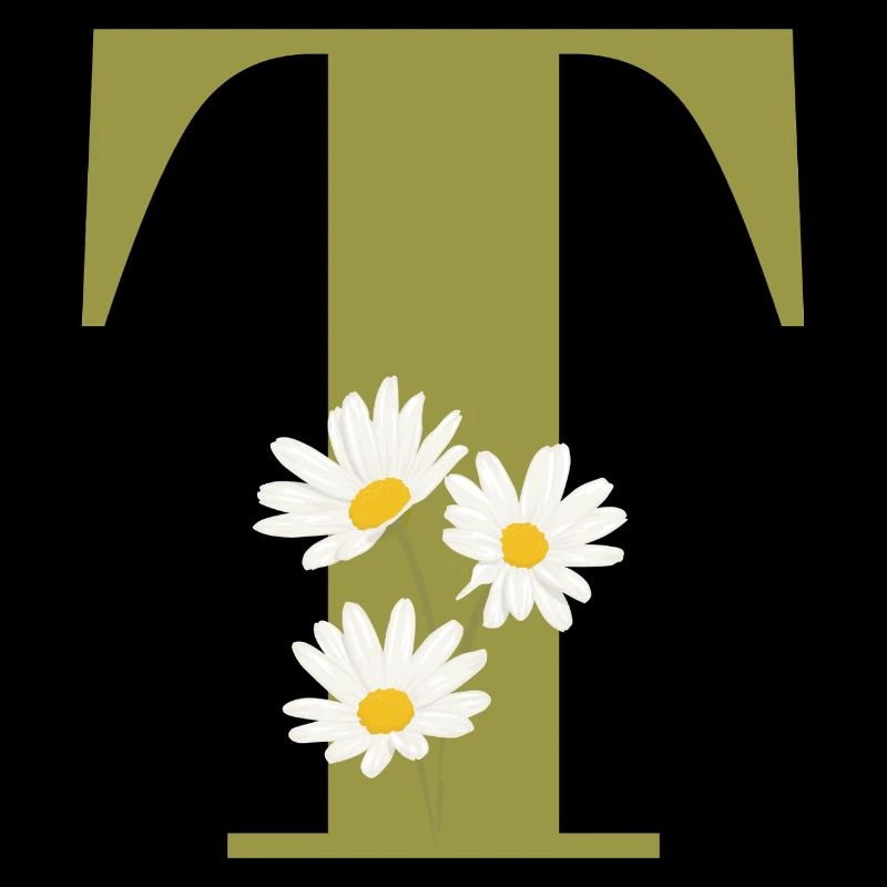 Buchstabe t grüne Gänseblümchen