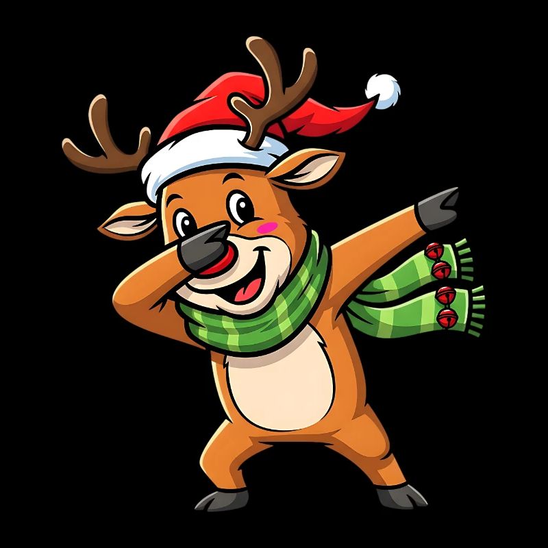 Dessin animé de dab de noël avec le renne en pose Dab