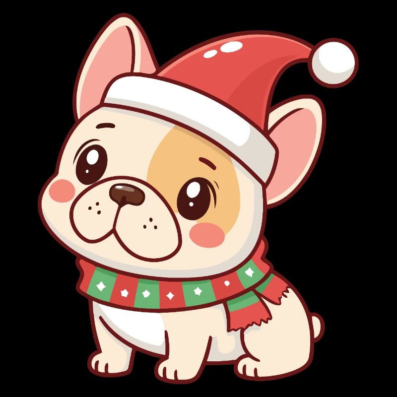 Chiot Noël en bonnet rouge