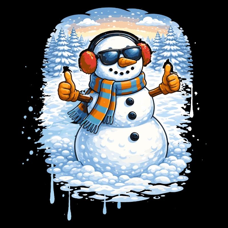 Cool snowman with sunglasses – winter fun