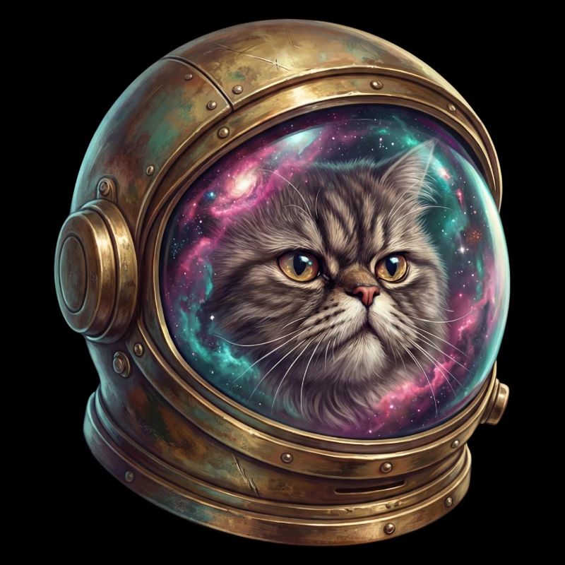 Astronaute chat dans un casque spatial