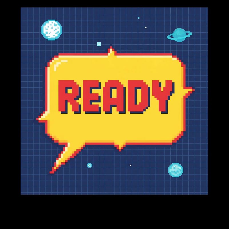 Ready Pixel Speech Bubble in Space