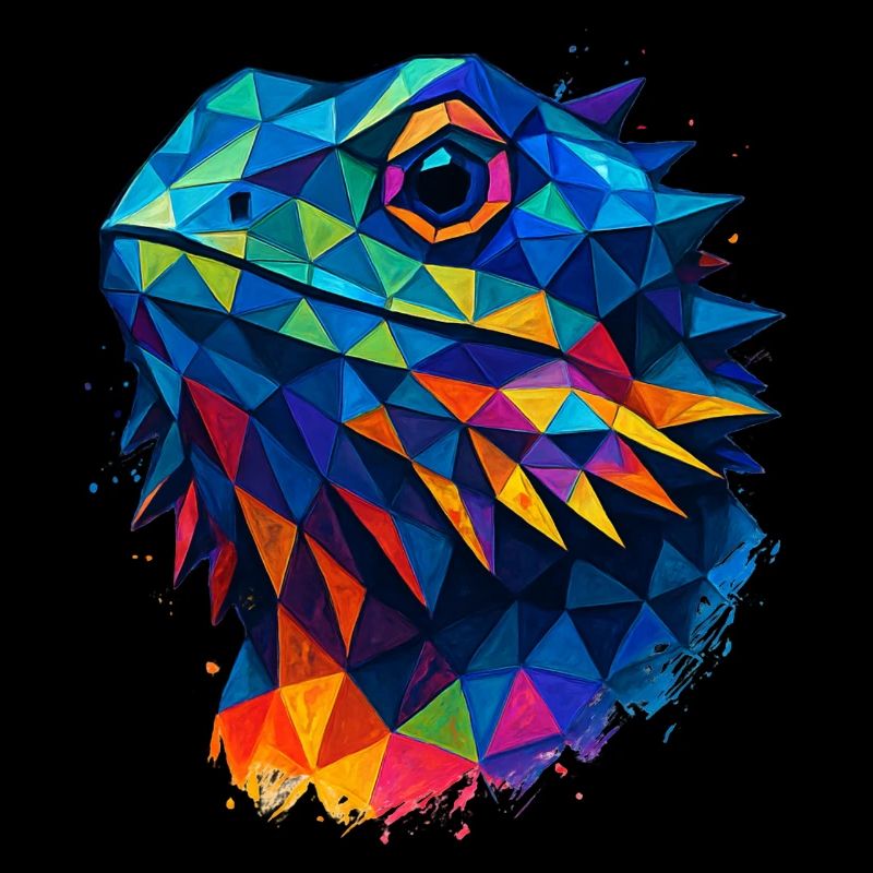 Bearded Dragon Geometric Style Low Poly Blue
