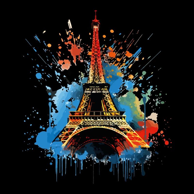 Paris Eiffelturm Skyline Frankreich Splash Bunt