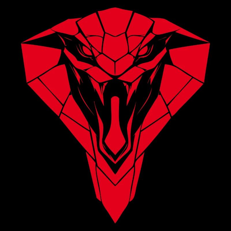 Red Geometric Snake Head