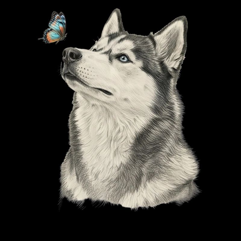 Siberian Husky mit Schmetterling Design Tierfreund