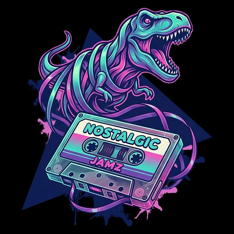 Dinosaurier-Nostalgische Neon-Kassette 80er/90er