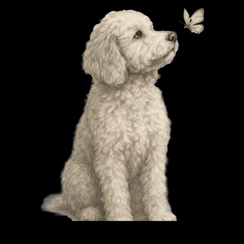 Motif de caniche avec chiens papillons