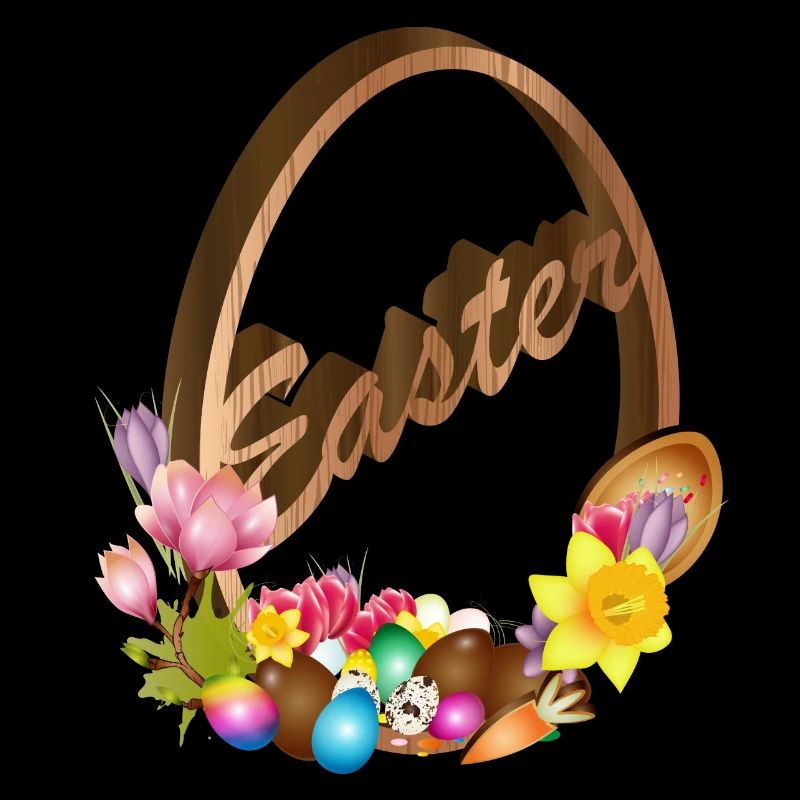 decorated Easter egg relief in wood look