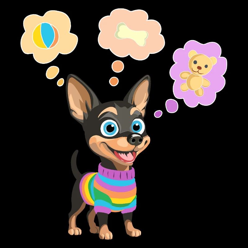 Chien mignon en pull arc-en-ciel pour enfant