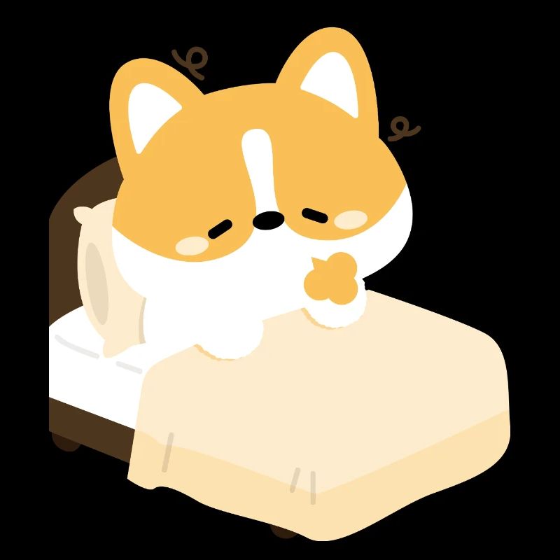 Corgi fatigué sur le lit
