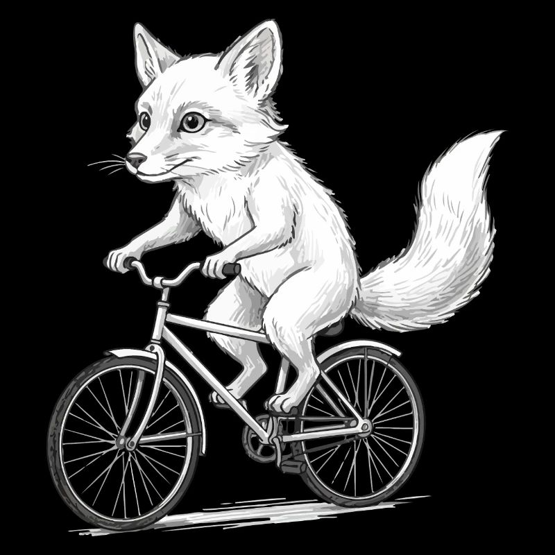 Fox Cyclist Sketch on Bike