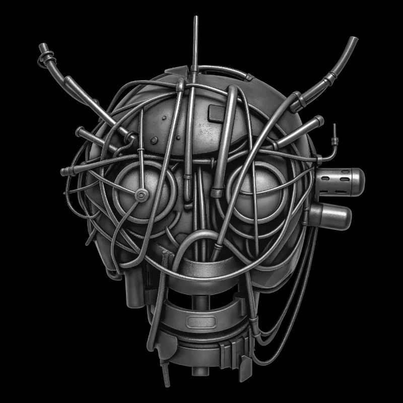 ROBOT MASK #2 - black & white