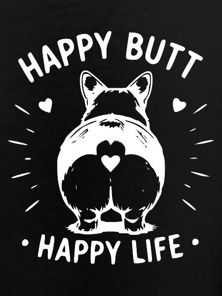Cheerful Dog Butt Silhouette