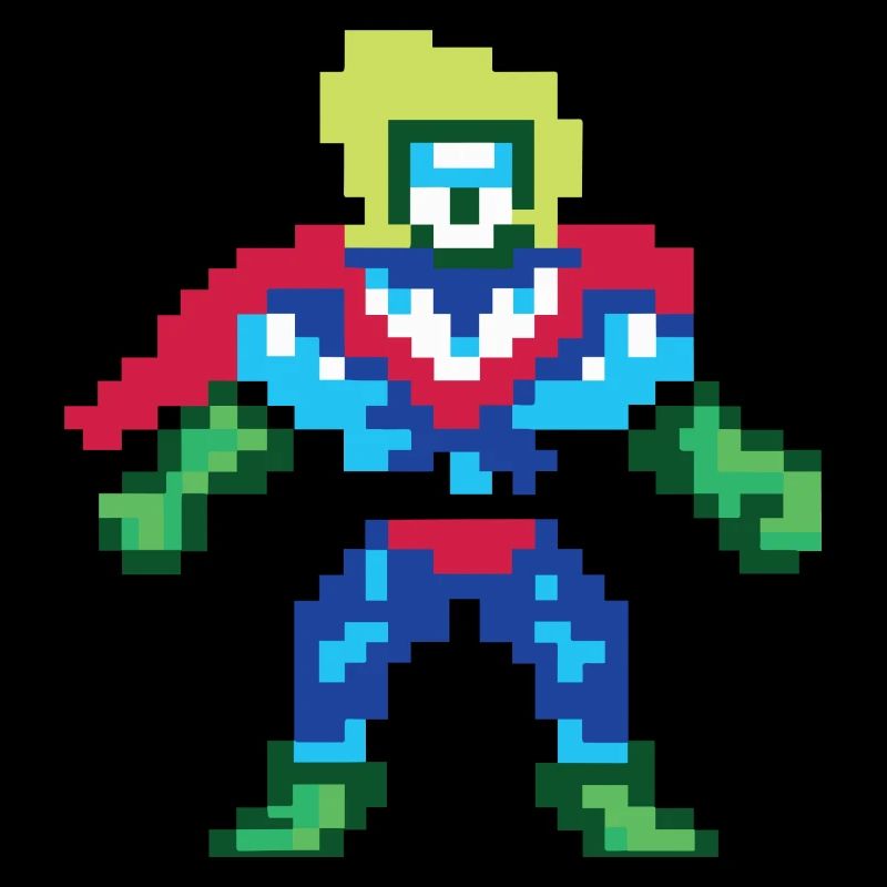 Pixel Art Superheld – Männlicher Held