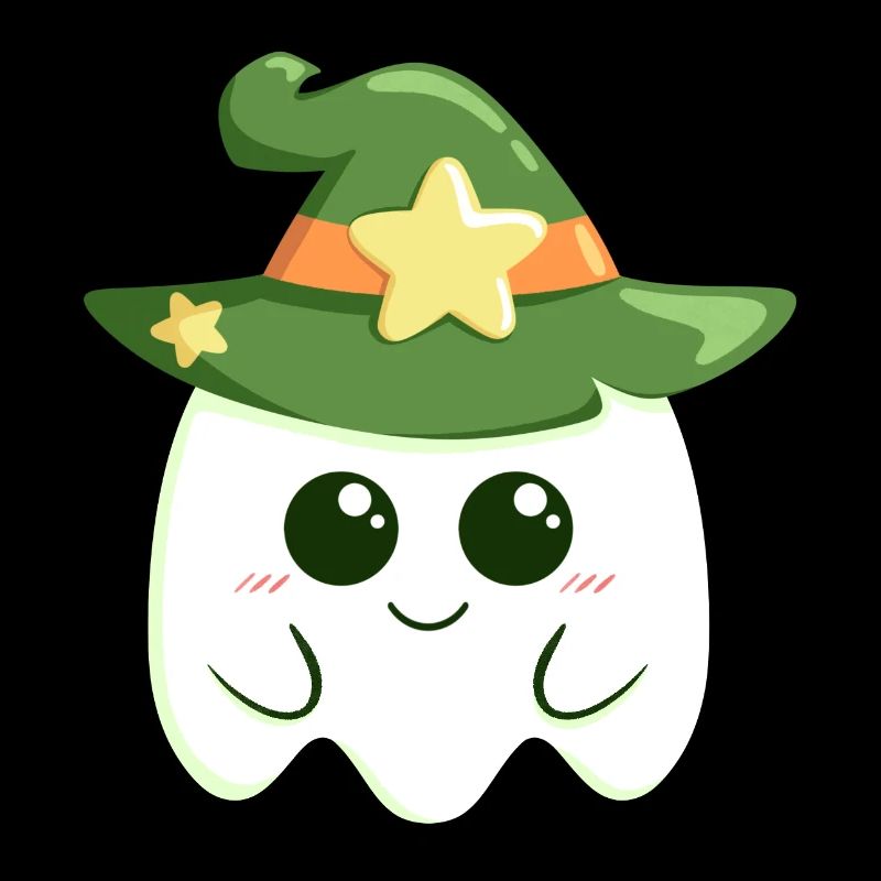 Cute ghost for Halloween dressed as a witch