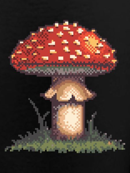 Pixel Mushroom Neon Retro