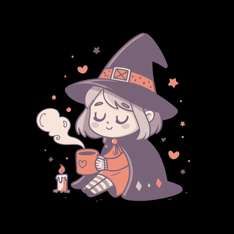Sorcière douillette au mug chaud