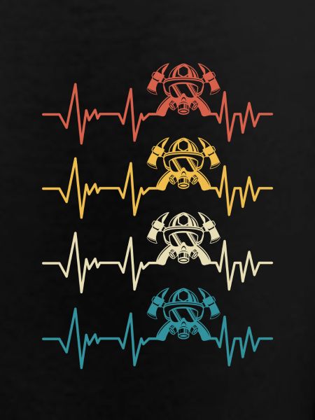 Retro Firefighter Heartbeat Firefighter