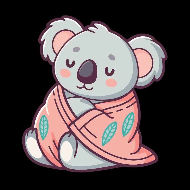 Kuscheliger Koala, eingehüllt in eine rosa Decke, eingewickelt