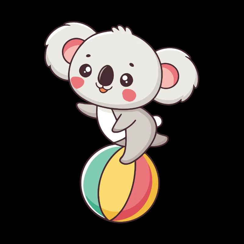 Koala on rainbow colored ball