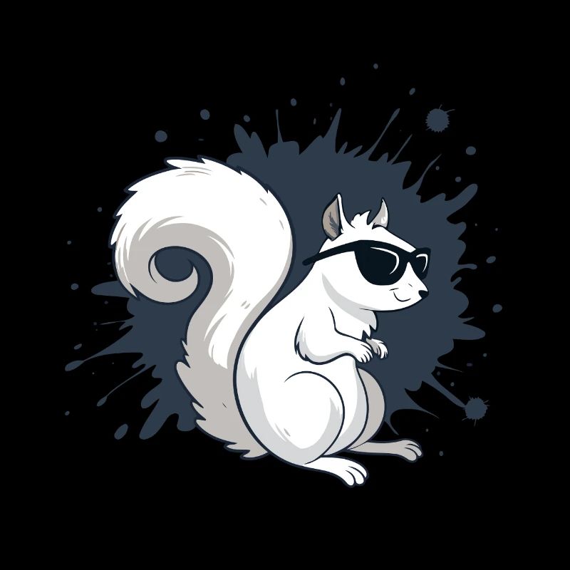 Schickes weißes Eichhörnchen mit schwarzer Brille