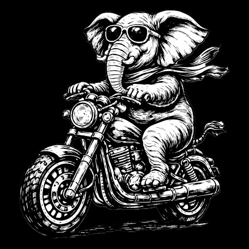 Elephant on motorcycle with style