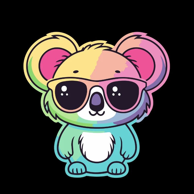 Regenbogen-Neon-Koala mit Brille