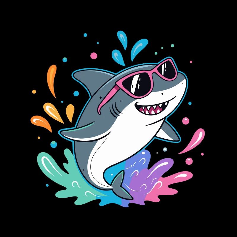 Requin Amusant surfeur coloré