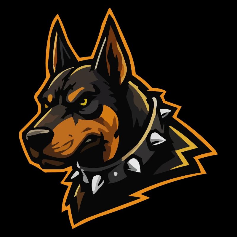 Doberman with spiked collar