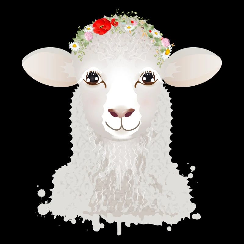 A cute sheep with spring wreath