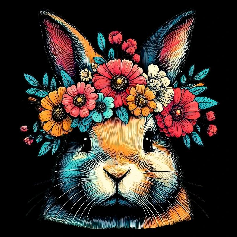 Lapin avec des fleurs
