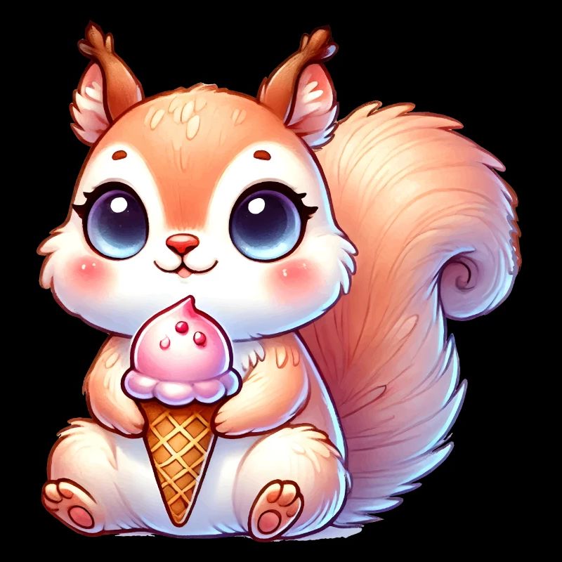 Das niedliche Eichhörnchen genießt ein buntes Eis