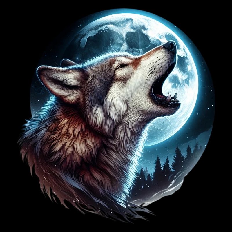 Wolf howls at the full moon