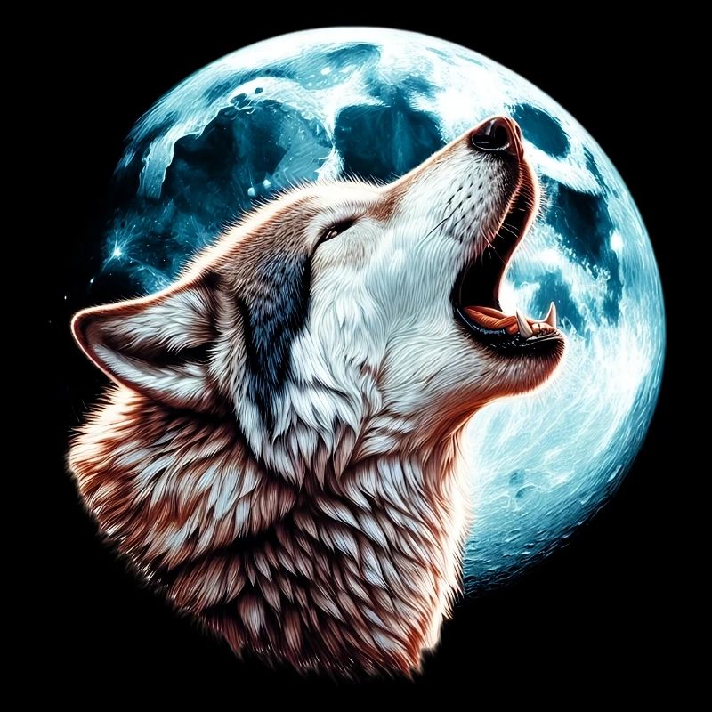 Wolf howls at the full moon