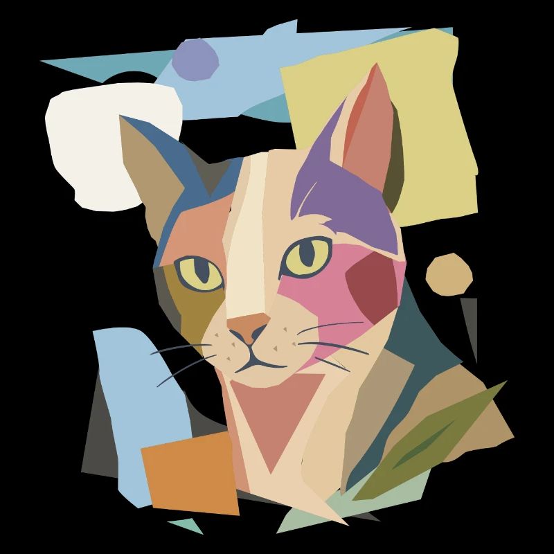 Abstract cat in modern color block design