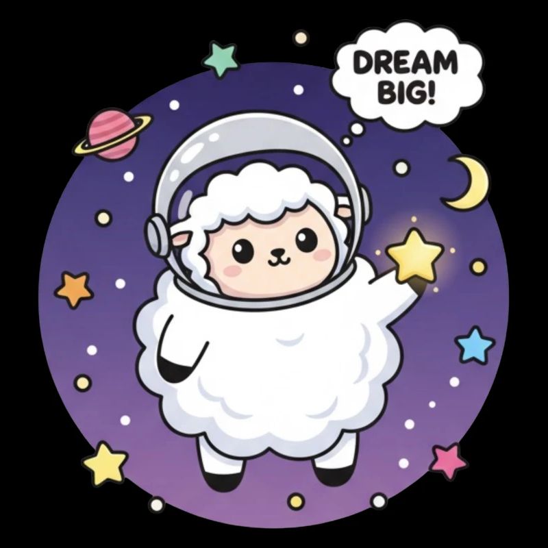 Mignon mouton astronaute avec culte de rêve