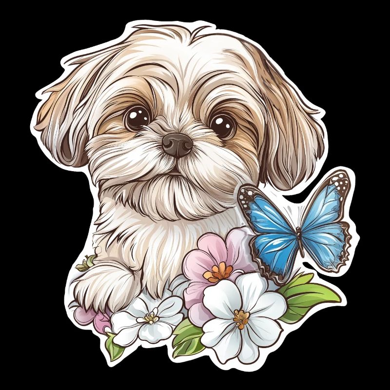Shih Tzu et papillon