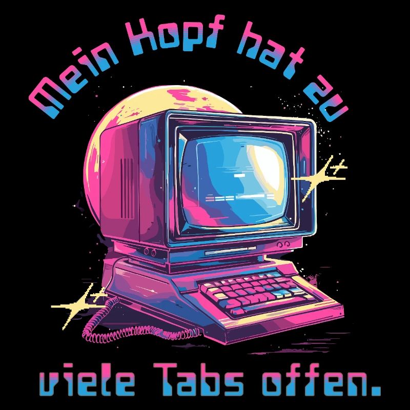 Vintage Computer Neon Tabs Open