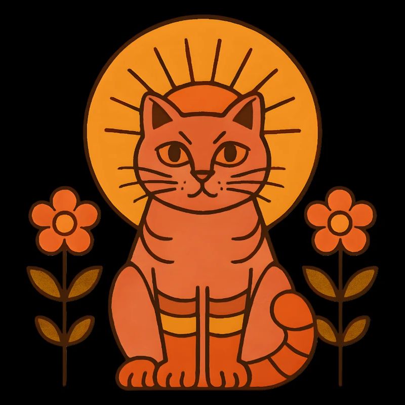 Chat du soleil avec couronne de fleurs