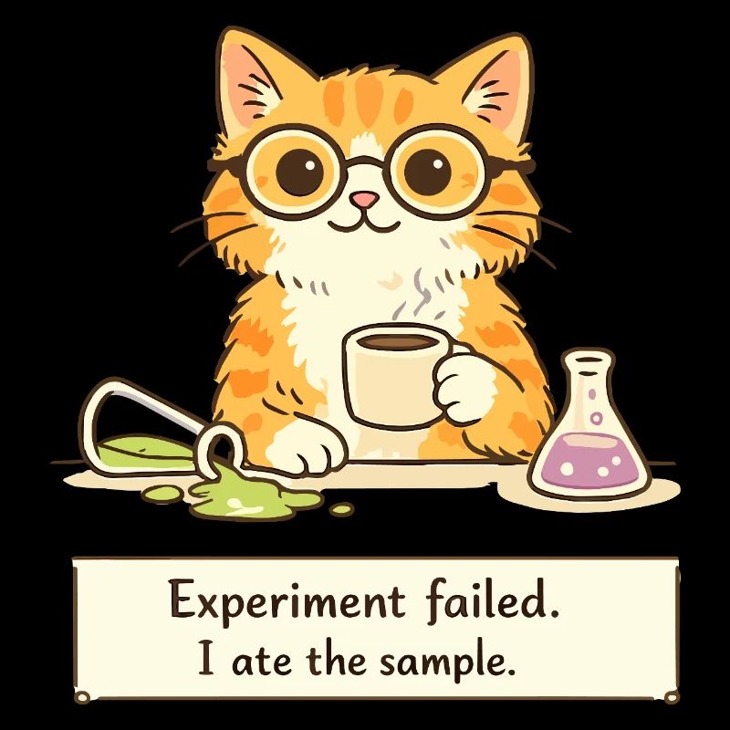 Chat scientifique. L’expérience a échoué. J’ai mangé l’échantillon